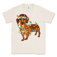 Natural dachshund with christmas lights Classic Tee - RanaPortraitStore