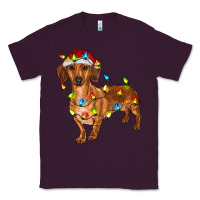 Plum dachshund with christmas lights Classic Tee - RanaPortraitStore