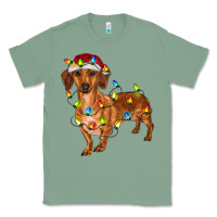 Sage dachshund with christmas lights Classic Tee - RanaPortraitStore