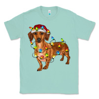 Seafoam dachshund with christmas lights Classic Tee - RanaPortraitStore