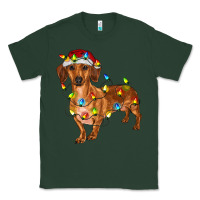 Sports Green dachshund with christmas lights Classic Tee - RanaPortraitStore