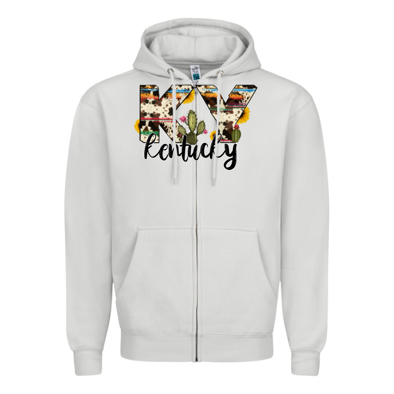 Kentucky State Cowhide Serape Cactus Zipper Hoodie by RanaPortraitStore | Teevron