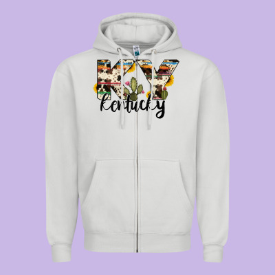 Kentucky State Cowhide Serape Cactus Zipper Hoodie Designed By Ranaportraitstore