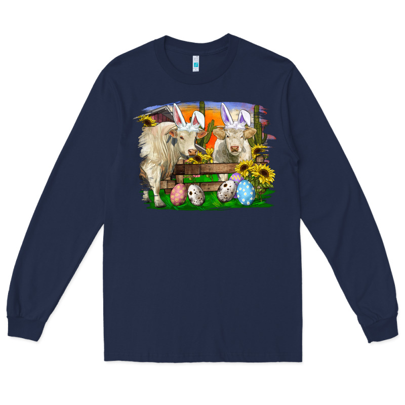Easter Farm Cows Bunny Ears And Eggs Long Sleeve Tee by RanaPortraitStore | Teevron