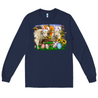 Navy easter farm cows bunny ears and eggs Long Sleeve Tee - RanaPortraitStore