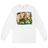 White easter farm cows bunny ears and eggs Long Sleeve Tee - RanaPortraitStore