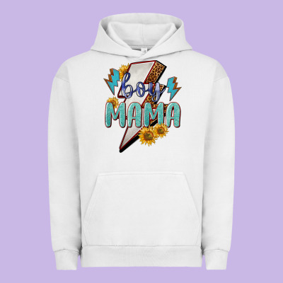 Boy Mama Lightning Bold Urban Hoodie Designed By Nancycooperartshop