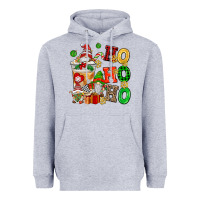 Heather Grey ho ho ho christmas latte with gnomies Heavyweight Hoodie - AdoDesignShop