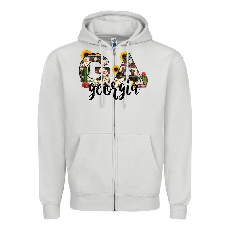 Georgia State Cowhide Serape Cactus Zipper Hoodie by RanaPortraitStore | Teevron