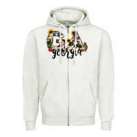 Oatmeal Heather georgia state cowhide serape cactus Zipper Hoodie - RanaPortraitStore