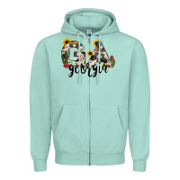 Seafoam georgia state cowhide serape cactus Zipper Hoodie - RanaPortraitStore