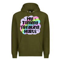 Army Green my tummy freaking hurts Premium Hoodie - MaliasSmallBusiness