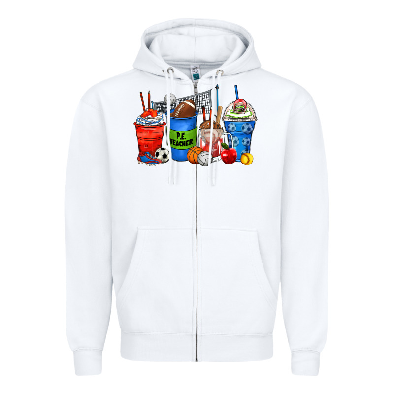 P.e. Teacher Coffee Cups Zipper Hoodie by Zillion Design Studio | Teevron