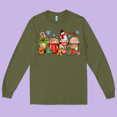 Christmas Coffee Cups Long Sleeve Tee Designed By Zillion Design Studio