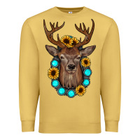 Antique Gold deer gemstone sunflower Premium Sweatshirt - JahusDesignShop