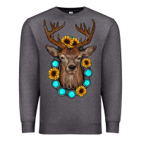 Charcoal Heather deer gemstone sunflower Premium Sweatshirt - JahusDesignShop