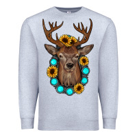 Heather Grey deer gemstone sunflower Premium Sweatshirt - JahusDesignShop