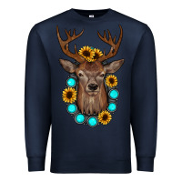 Navy deer gemstone sunflower Premium Sweatshirt - JahusDesignShop