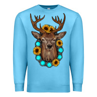 Ocean Blue deer gemstone sunflower Premium Sweatshirt - JahusDesignShop