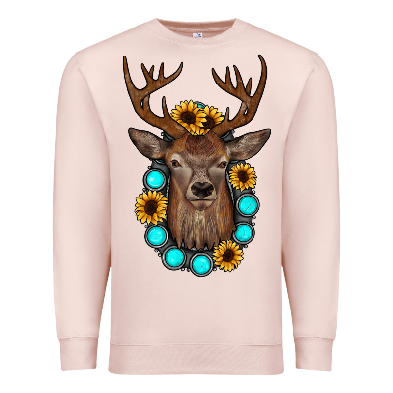 Deer Gemstone Sunflower Premium Sweatshirt by JahusDesignShop | Teevron