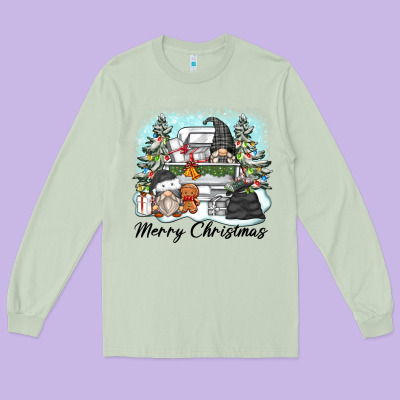Merry Christmas Gnomes Long Sleeve Tee Designed By Zillion Design Studio