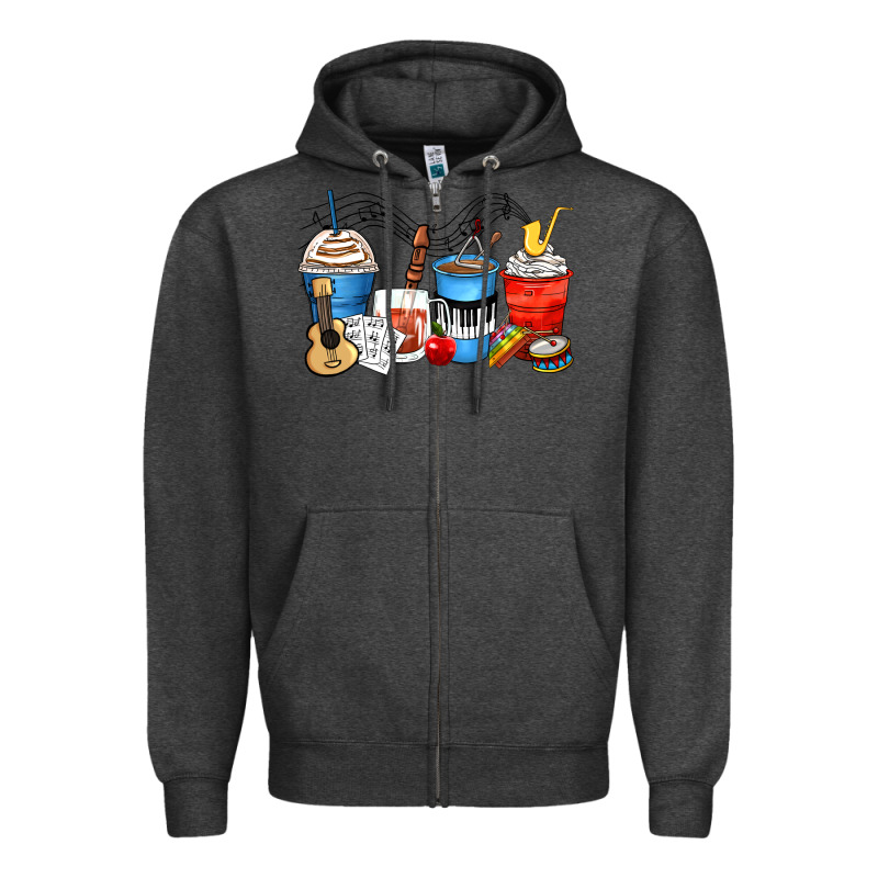 Music Teacher Coffee Cups Zipper Hoodie by Zillion Design Studio | Teevron