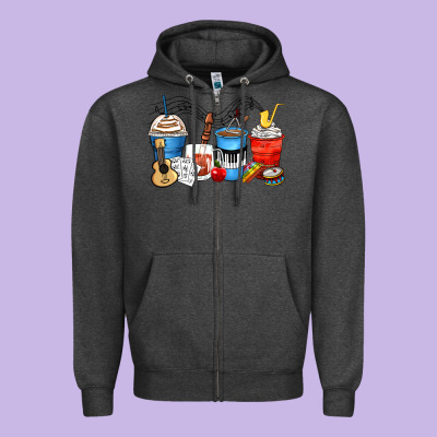 Music Teacher Coffee Cups Zipper Hoodie Designed By Zillion Design Studio
