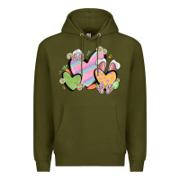 Army Green easter hearts Premium Hoodie - MaliasSmallBusiness