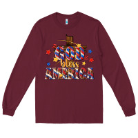 Burgundy god bless america Long Sleeve Tee - texasbilliewilder