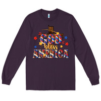 Plum god bless america Long Sleeve Tee - texasbilliewilder