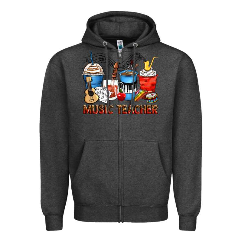 Music Teacher Coffee Cups Zipper Hoodie by Zillion Design Studio | Teevron