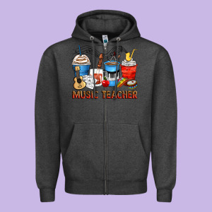 Music Teacher Coffee Cups Zipper Hoodie Designed By Zillion Design Studio