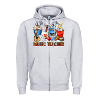 Heather Grey music teacher coffee cups Zipper Hoodie - Zillion Design Studio