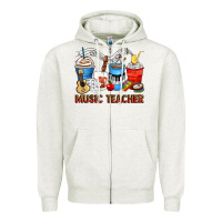 Oatmeal Heather music teacher coffee cups Zipper Hoodie - Zillion Design Studio