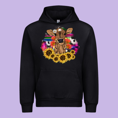 Baby Cow Flower Urban Hoodie Designed By Nancycooperartshop
