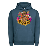 Pigment Midnight Navy baby cow flower Urban Hoodie - NancyCooperArtShop