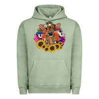 Pigment Oil Green baby cow flower Urban Hoodie - NancyCooperArtShop