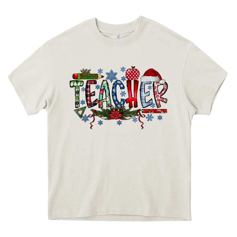 Teacher Christmas Heavy Core Tee by CowhideDigitalArt | Teevron
