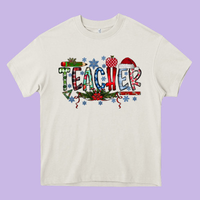 Teacher Christmas Heavy Core Tee Designed By Cowhidedigitalart