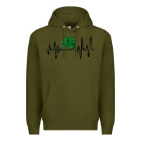 Army Green shamrock heartbeat Premium Hoodie - MaliasSmallBusiness