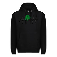 Black shamrock heartbeat Premium Hoodie - MaliasSmallBusiness