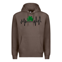 Coffee shamrock heartbeat Premium Hoodie - MaliasSmallBusiness