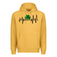 Mustard shamrock heartbeat Premium Hoodie - MaliasSmallBusiness