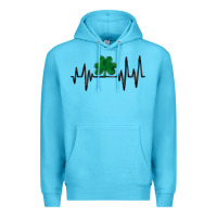 Ocean Blue shamrock heartbeat Premium Hoodie - MaliasSmallBusiness