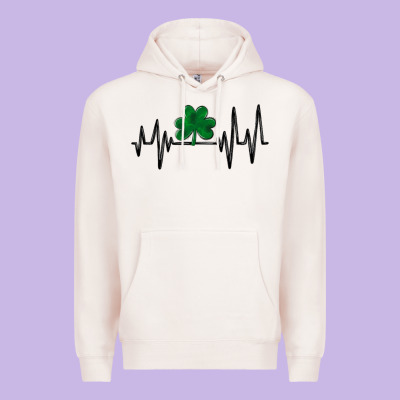 Shamrock Heartbeat Premium Hoodie Designed By Maliassmallbusiness