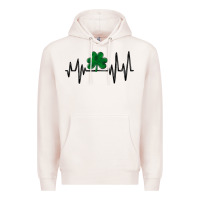 Pale Pink shamrock heartbeat Premium Hoodie - MaliasSmallBusiness