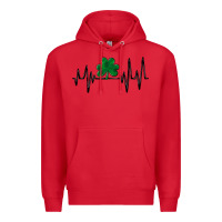 Red shamrock heartbeat Premium Hoodie - MaliasSmallBusiness