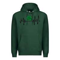 Sports Green shamrock heartbeat Premium Hoodie - MaliasSmallBusiness