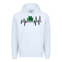 White shamrock heartbeat Premium Hoodie - MaliasSmallBusiness