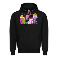 Black neon western coffee cups Zipper Hoodie - Zillion Design Studio